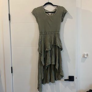 Free People Army Green High Low Shirt Dress XS